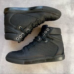 Balenciaga Black Leather High Top Sneakers